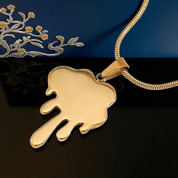 🆕️ Modern Gold Drip Necklace Earrings Set 18K Plated Stainless Steel Gift Ready - Picture 7 of 16